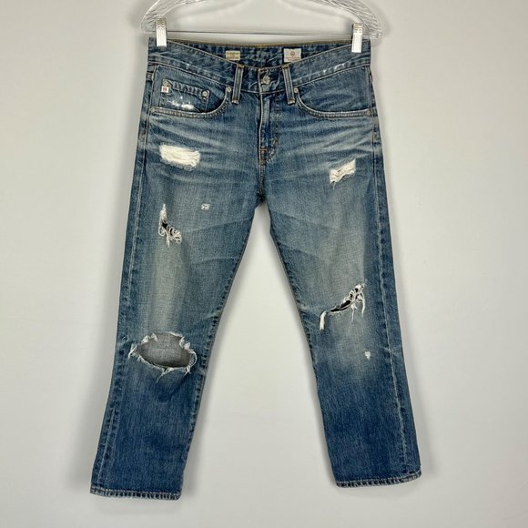 AG Adriano Goldschmied Ex Boyfriend Crop Jeans 17 Year Damaged size 26 - Picture 3 of 14